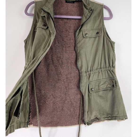 Blue Pepper Vest Womens Medium Green Cinched Southwestern Aztec Cargo Sweater - Picture 3 of 12